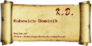 Kubovics Dominik névjegykártya